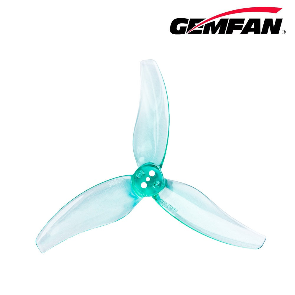 Gemfan Hurricane 3.5" 3630-3 PC Durable Tri-Blade Prop T-Mount 1.5mm (2CCW+2CW) - Choose Color