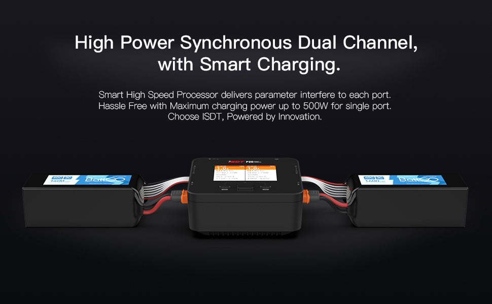 P20 Lipo Charger,DC 500WX2 20A Smart Charger for LiFe, LiIon, LiPo(1-8S)/LiHv(1-70S)/Pb(1-12S); NiMH/Cd(1-16S) Batteries