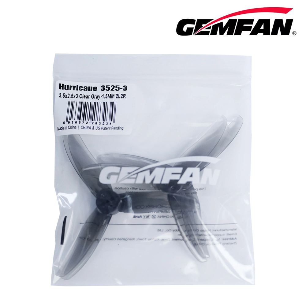 Gemfan Hurricane 3525 Durable Tri-Blade 3.5" Propeller (2CW+2CCW) - Choose Your Color